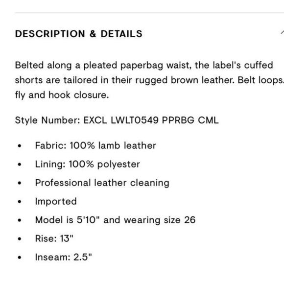 Frame Lambs Leather Pleated Front Belted Paperbag Shorts In Camel Size 28 - Picture 13 of 14